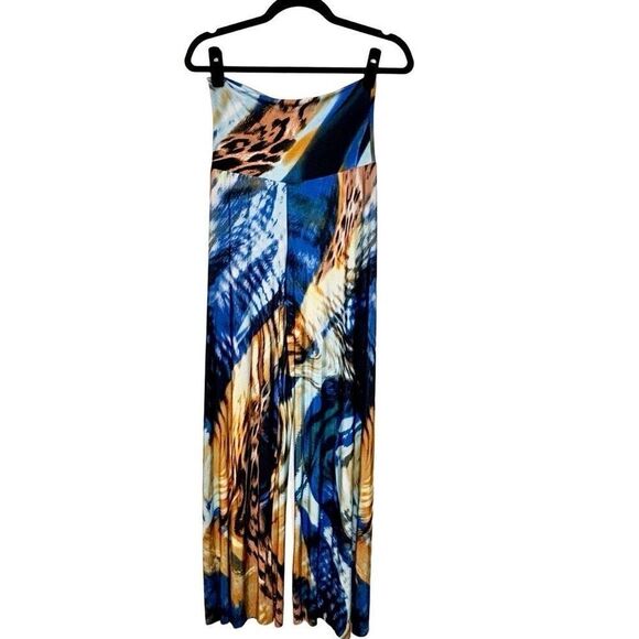 Fashion Nova Abstract Animal Print Stretch Palazzo Wide Leg Pants Multi Small - Picture 3 of 5